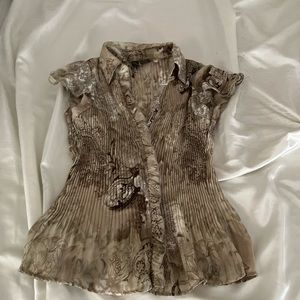 LAST CHANCE Adorable green crimped vintage Y2K top